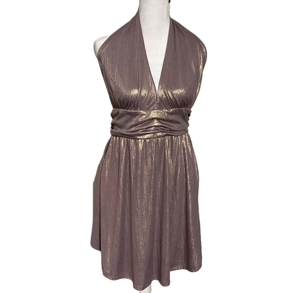 wild fable Metallic Taupe Halter Dress